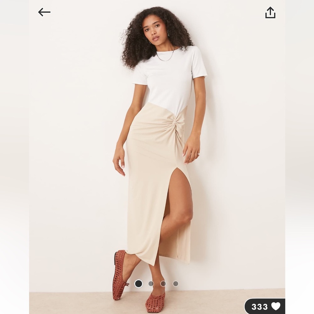 NWT ASOS Design knot front midi dress in neutral